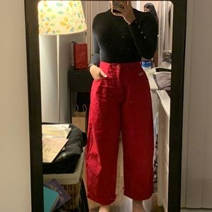 red vintage wide leg jeans